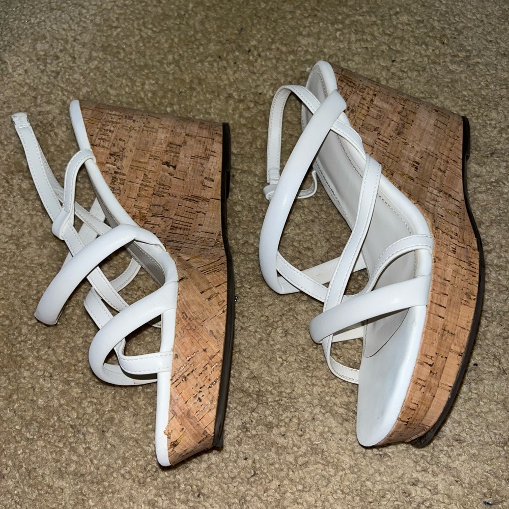 White Strappy Wedge Sandals - Picture 9 of 10